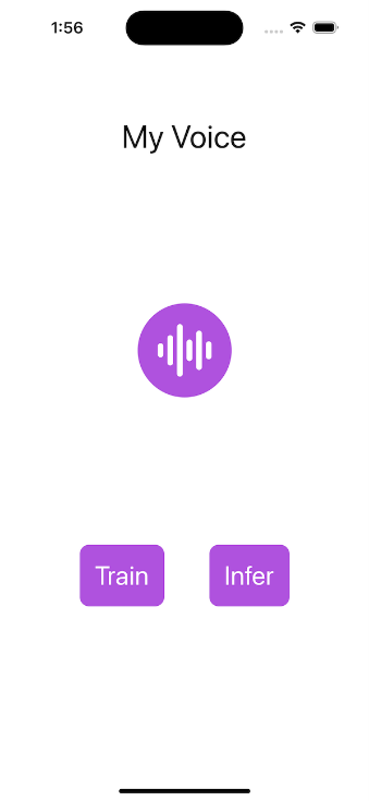 A screenshot of an iPhone app to perform speaker verification by recording a number of speech samples of the speaker