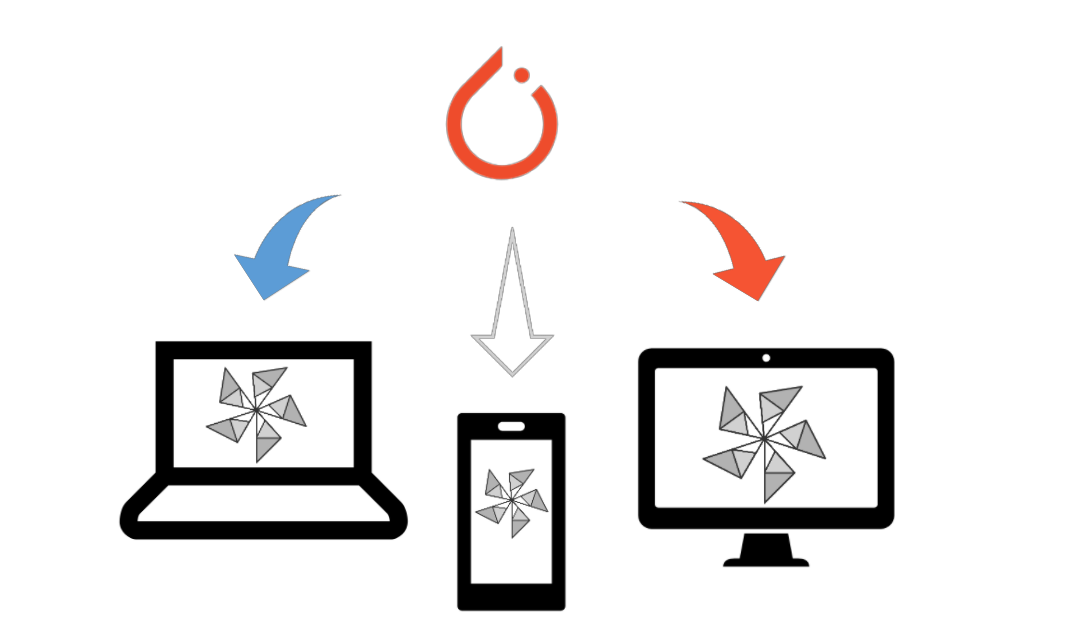 Diagram showing the PyTorch logo representing a PyTorch model, fanning out to icons for web, mobile and browser devices running ONNX Runtime